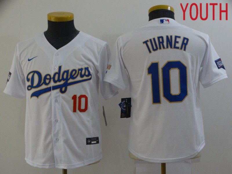 Youth Los Angeles Dodgers #10 Turner White Nike Game 2021 MLB Jersey